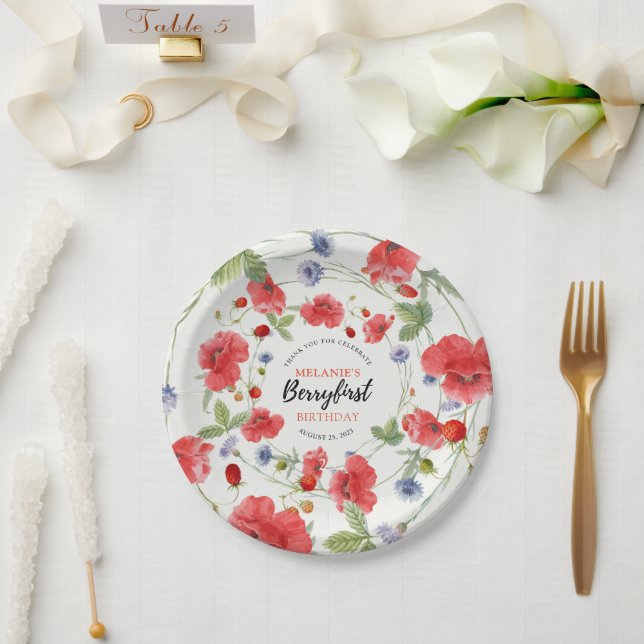 Strawberry 1st Birthday Party | Berry First Paper Plate (Wedding)
