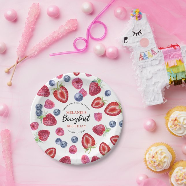 Strawberry 1st Birthday Party | Berry First Paper Plate (Party)