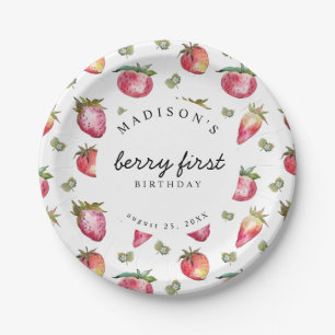 Strawberry 1st Birthday Party Berry First Sweet Pa Paper Plate