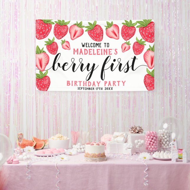 Strawberry 1st birthday Party Berry First Welcome Banner (Party)