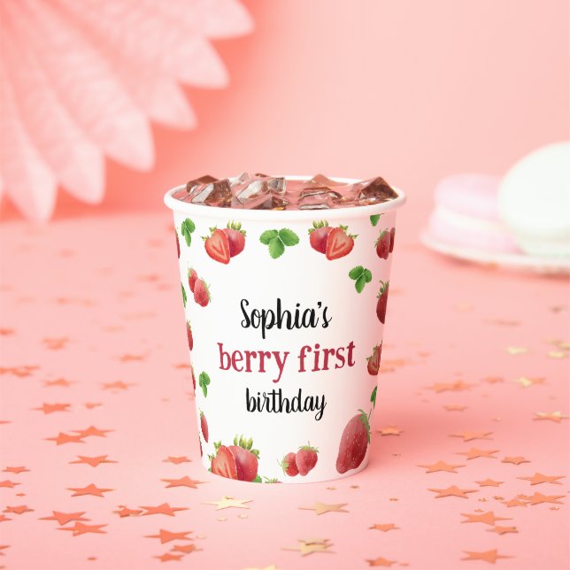 Strawberry 1st Birthday Party Berry Sweet Paper Cups (Insitu)