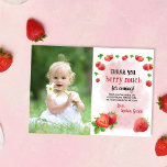 Strawberry 1st Birthday Party Berry Sweet Thank You Card<br><div class="desc">Complete your little one's first birthday with our fun and vibrant berry first birthday thank you card! This watercolor strawberry card will make the perfect addition to your summer birthday party. With bright colours, sweet artwork, and a festive atmosphere, you'll be sure to leave everyone feeling cheerful from your little...</div>