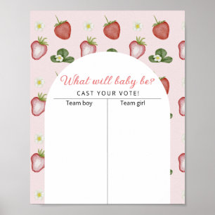 Strawberry 1st Birthday Party What Will Baby Be Poster