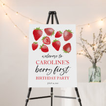 Strawberry 1st Birthday Poster • Sign Board