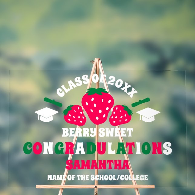 Strawberry 2025 Congratulations Graduate Acrylic Sign (Neutral)