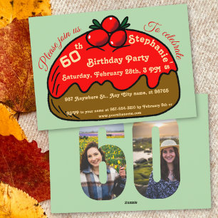 Strawberry 60th Birthday Party Choco Doughnut Dess Invitation