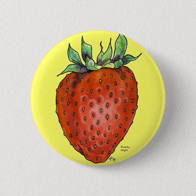 Strawberry 6 Cm Round Badge (Front)