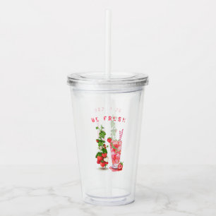 Strawberry Acrylic Tumbler Juice Fresh Drink