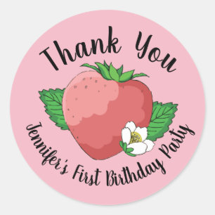 Strawberry adjustable stickers birthday party