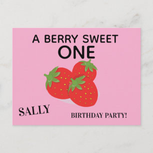 STRAWBERRY AGE ONE BIRTHDAY INVITATIONS