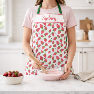 Strawberry and Bee Cute Personalized  Apron
