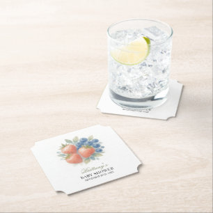 Strawberry and Blueberry Baby Shower  Paper Coaster