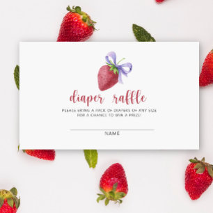 Strawberry and bow diaper raffle baby shower enclosure card