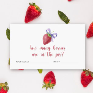 Strawberry and bow Guess how many berries game Enclosure Card
