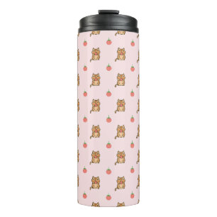 strawberry and chipmunk pattern thermal tumbler