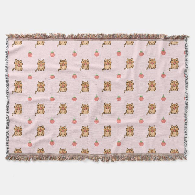 strawberry and chipmunk pattern throw blanket (Front)
