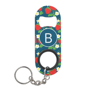 Strawberry and Flower Blue Pattern Monogrammed