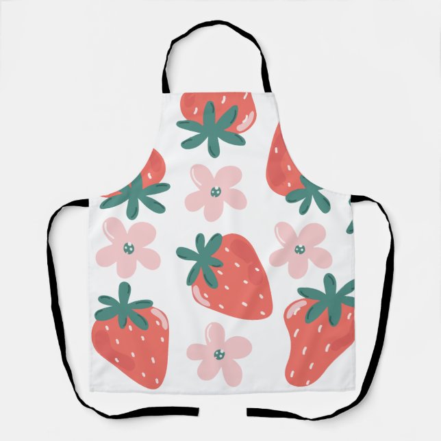 Strawberry and flower pattern apron (Front)