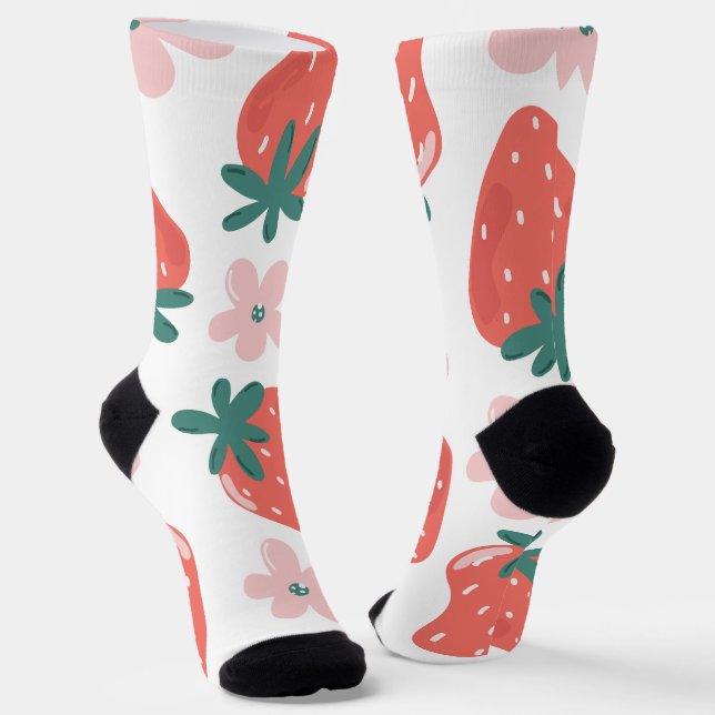 Strawberry and flower pattern socks (Angled)