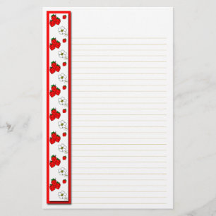 Strawberry and Flowers Lined Stationery