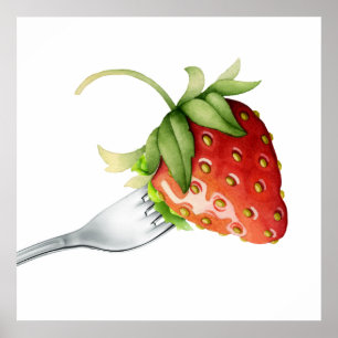 Strawberry and Fork Poster - SRF