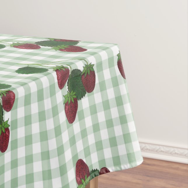 Strawberry And Gingham  Tablecloth (In Situ)