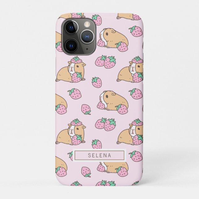 Strawberry and Guinea pig pink Case-Mate iPhone Case (Back)