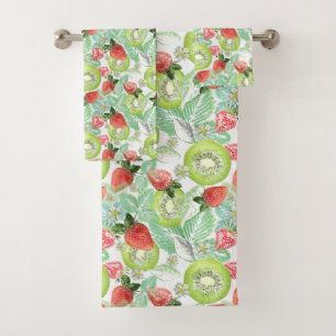 Strawberry and kiwi.  bath towel set