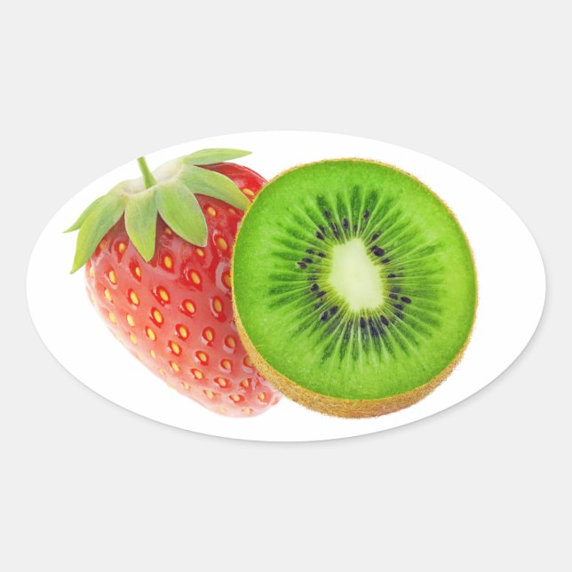 Strawberry and kiwi oval sticker (Front)