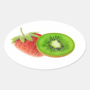 Strawberry and kiwi oval sticker