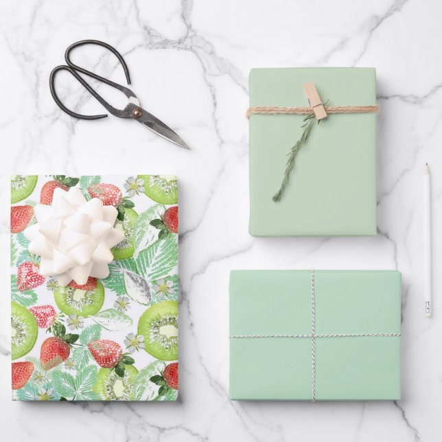 Strawberry and kiwi.  wrapping paper sheet (Front)