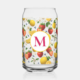 Strawberry and Lemon Fresh Fruit Pattern Can Glass