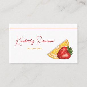 Strawberry And Orange Fruits Nutritionist Business Card