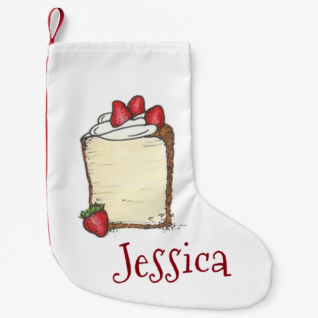 Strawberry Angel Food Angelfood Cake Slice Small Christmas Stocking (Front)