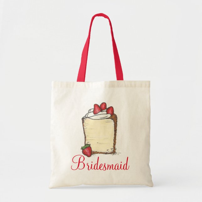 Strawberry Angel Food Wedding Cake Bridesmaid Tote Bag (Front)