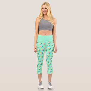 Strawberry  Aqua Capri Leggings