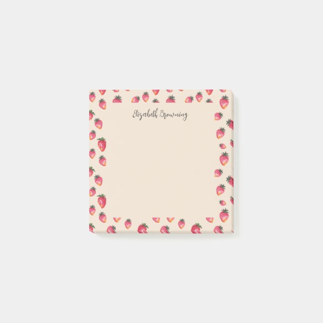 Strawberry Art Watercolor Farmhouse Style Kitchen  Post-it Notes (Front)