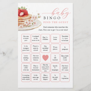 Strawberry Baby Brunch Find the guest Bingo Game