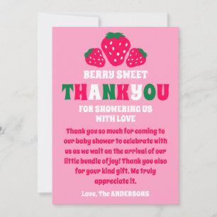 Strawberry Baby Girl Shower Berry Sweet Thank You Card