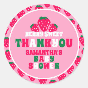 Strawberry Baby Girl Shower Berry Sweet Thank You Classic Round Sticker