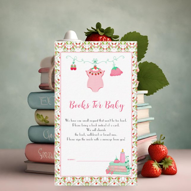 Strawberry Baby Outfit With Pattern Baby Shower Enclosure Card (Cherish the sweetness, a token of gratitude for joining our celebration!)