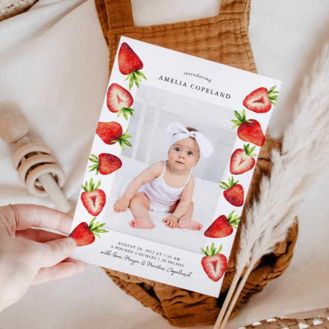 Strawberry Baby Photo Birth Announcement (Creator Uploaded)