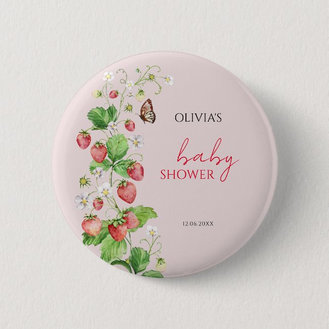 Strawberry Baby Shower 6 Cm Round Badge (Front)