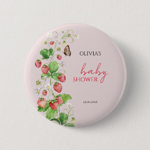 Strawberry Baby Shower 6 Cm Round Badge