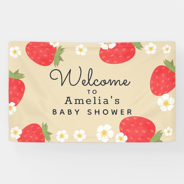 Strawberry Baby Shower Banner (Horizontal)