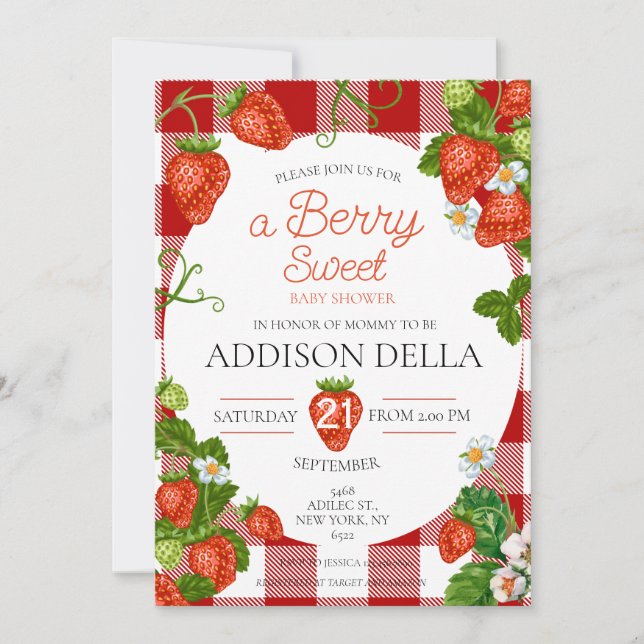 Strawberry Baby Shower Berry Baby Invitation (Front)