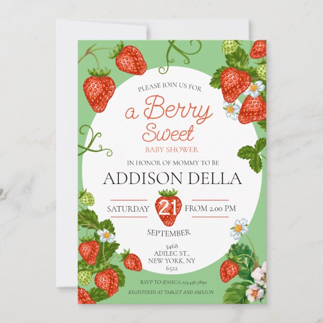 Strawberry Baby Shower Berry Baby Invitation (Front)