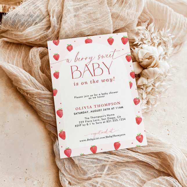 Strawberry Baby Shower | Berry Sweet Baby Girl   Invitation (Creator Uploaded)