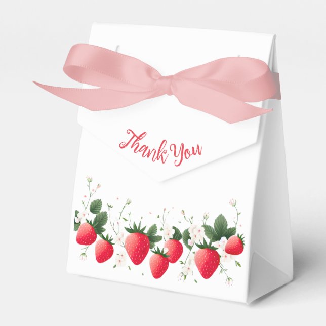 Strawberry Baby Shower | Berry Sweet Favour Box (Front Side)