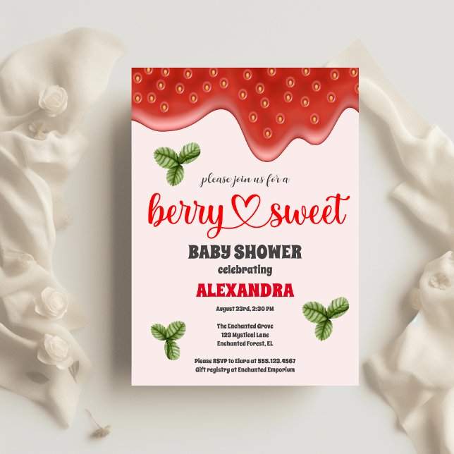 Strawberry Baby Shower | Berry Sweet  Invitation (Creator Uploaded)